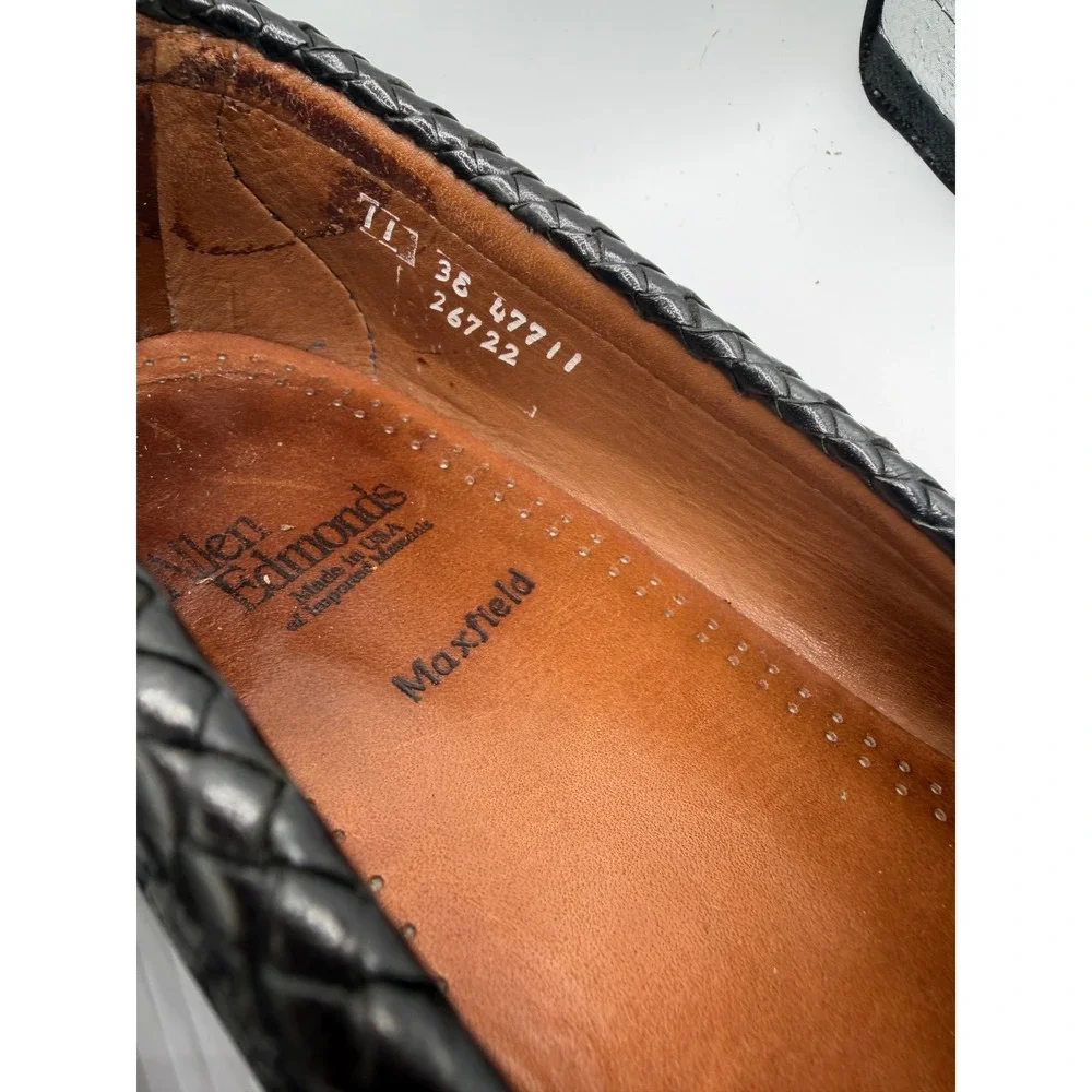 Allen Edmonds Maxfield Mens 11 D Black Leather Braided Tassel Loafers 47711